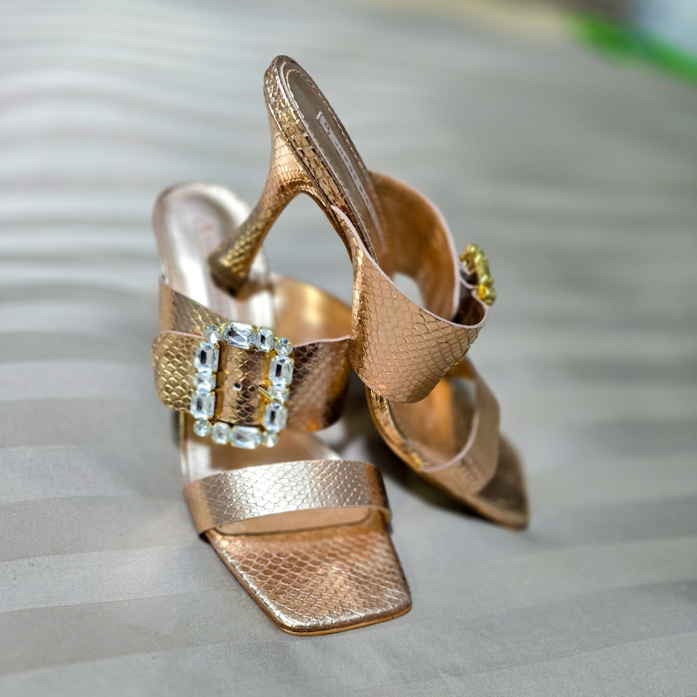 Elegant Gold Heeled Sandals